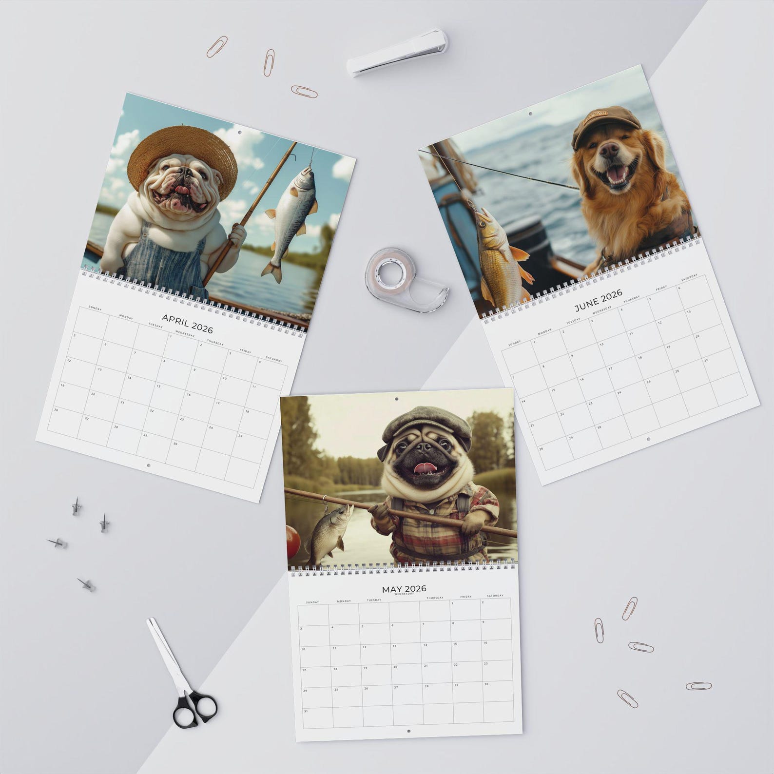 🎁🐶 Dog Gone Fishing 2026 Calendar - Perfect Gift for Holidays & Special Occasions!
