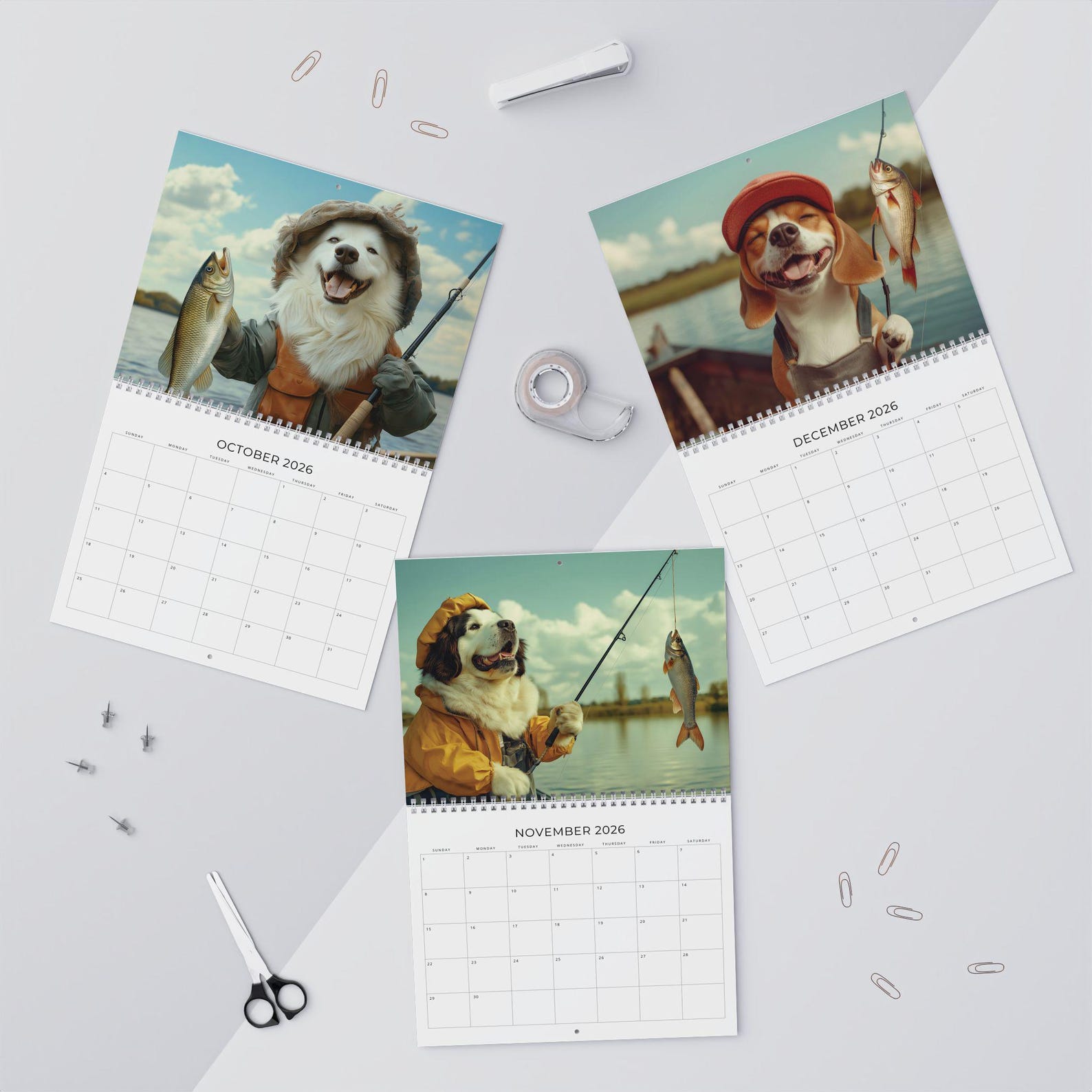 🎁🐶 Dog Gone Fishing 2026 Calendar - Perfect Gift for Holidays & Special Occasions!