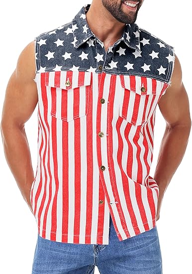 Patriotic American Flag Biker Vest 🎁🇺🇸 - Perfect Gift for Holidays & Special Occasions