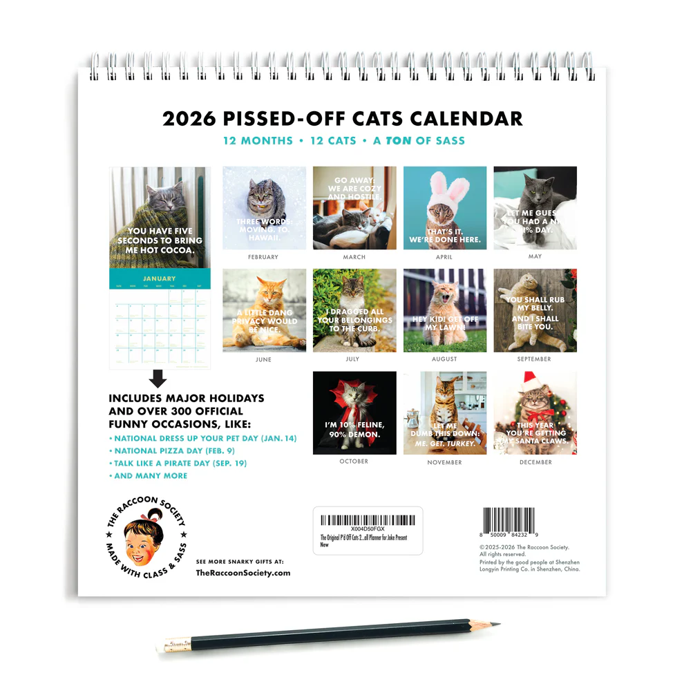 ๐ 2026 Pissed-off Cats Calendar โ Purrfect Gift for Holidays & Special Occasions! ๐ธ
