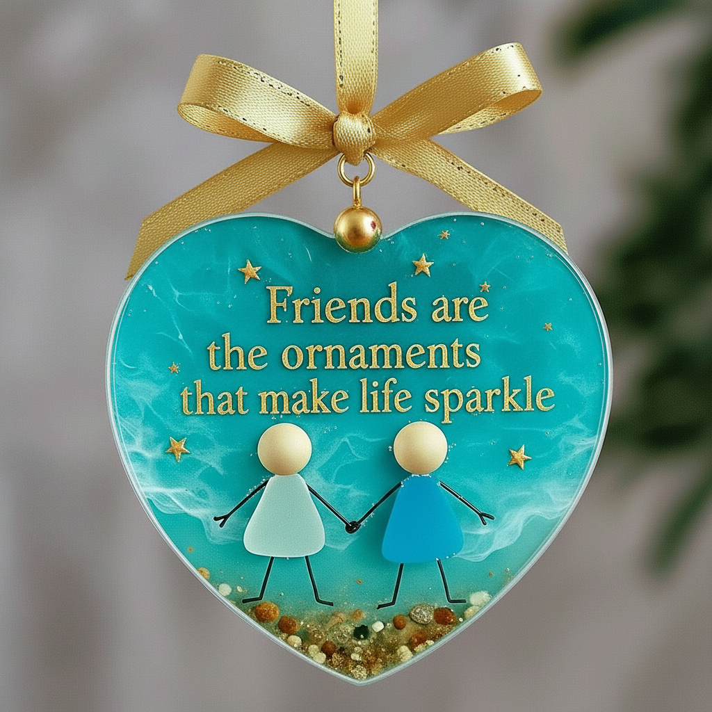 ๐ Heart Shaped Friendship Sea Glass Christmas Ornament โ Perfect Holiday & Special Occasion Gift ๐