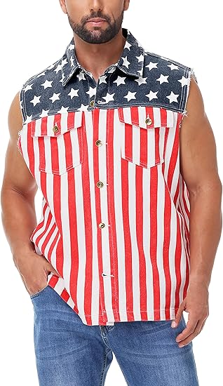 Patriotic American Flag Biker Vest 🎁🇺🇸 - Perfect Gift for Holidays & Special Occasions