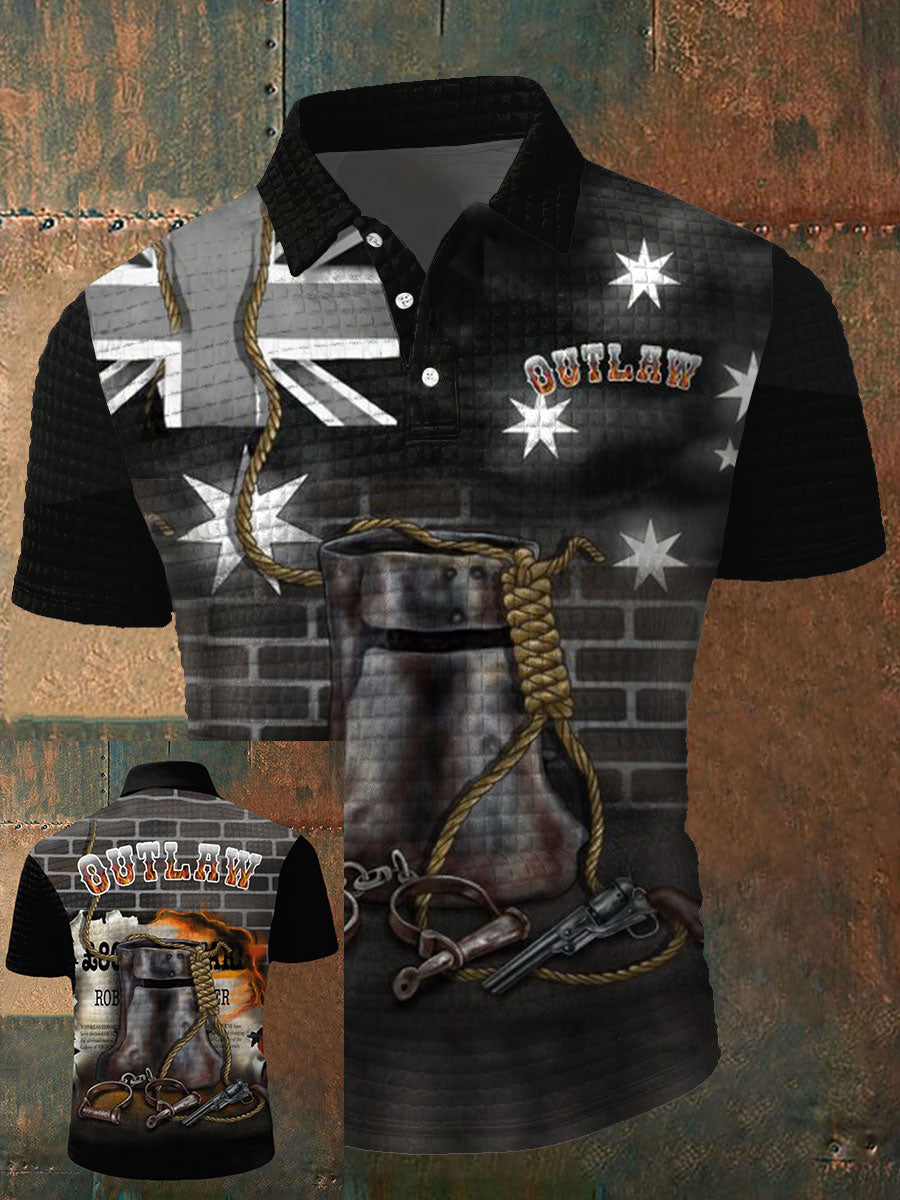 🎁 Men's AU Aussie Outlaw Printed Polo Shirt - Perfect Holiday & Special Occasion Gift 👔