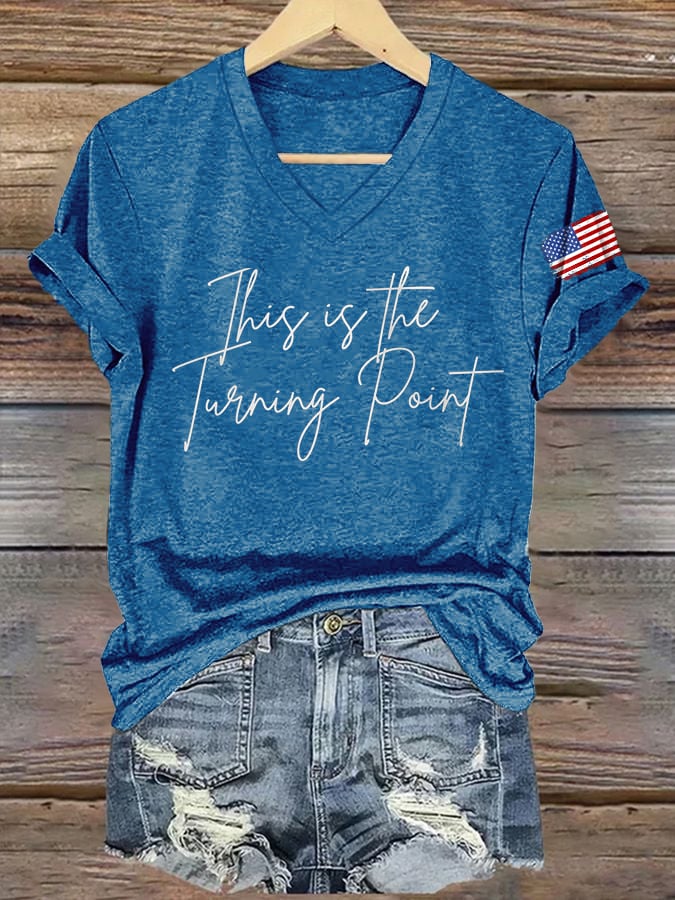 ๐โจ Retro 'This Is The Turning Point' V-Neck T-Shirt - Perfect Holiday & Special Occasion Gift!