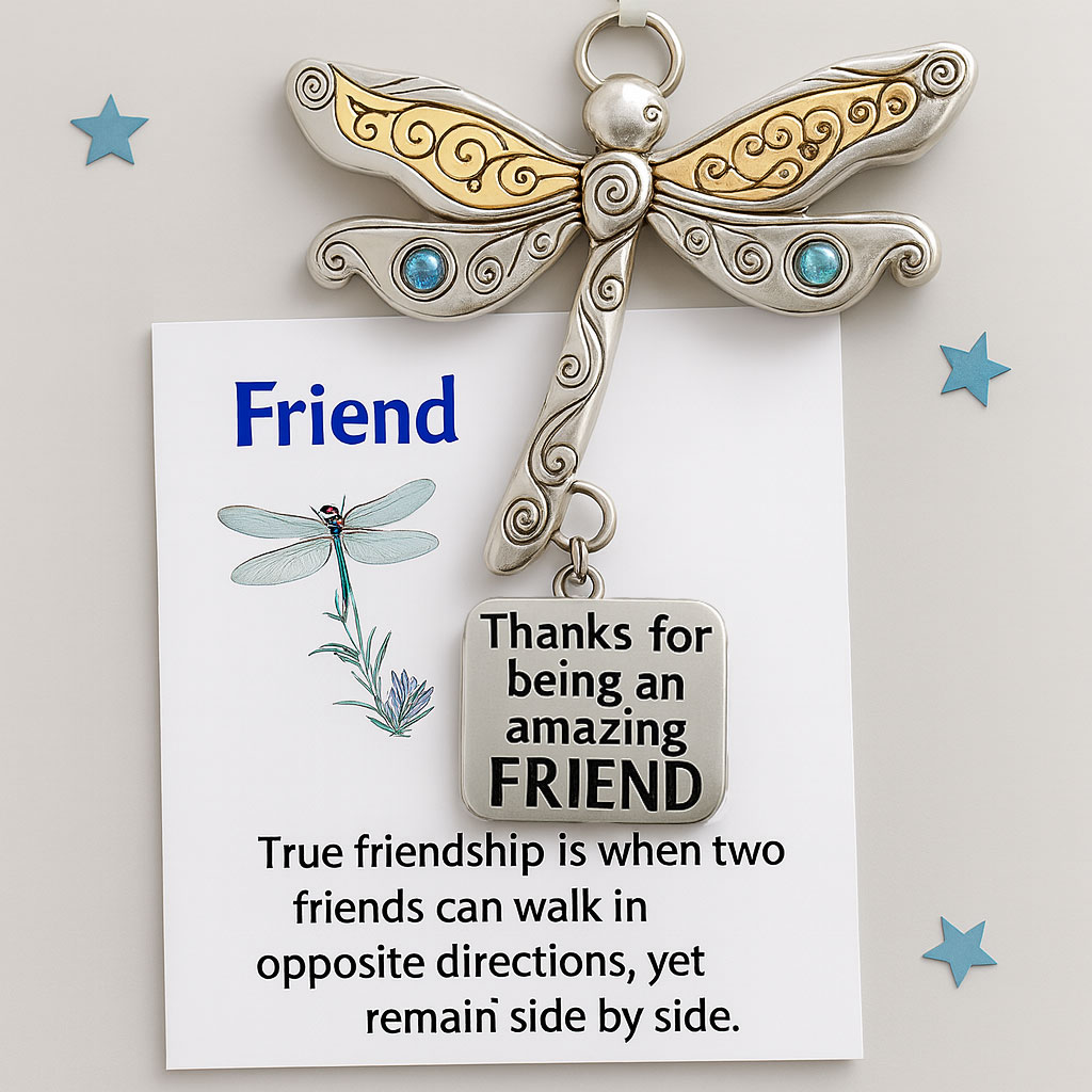 🌟Friendship Dragonfly Ornament With Inspirational Quote - Thoughtful Gift for Best Friends, Holidays & Special Occasions💝