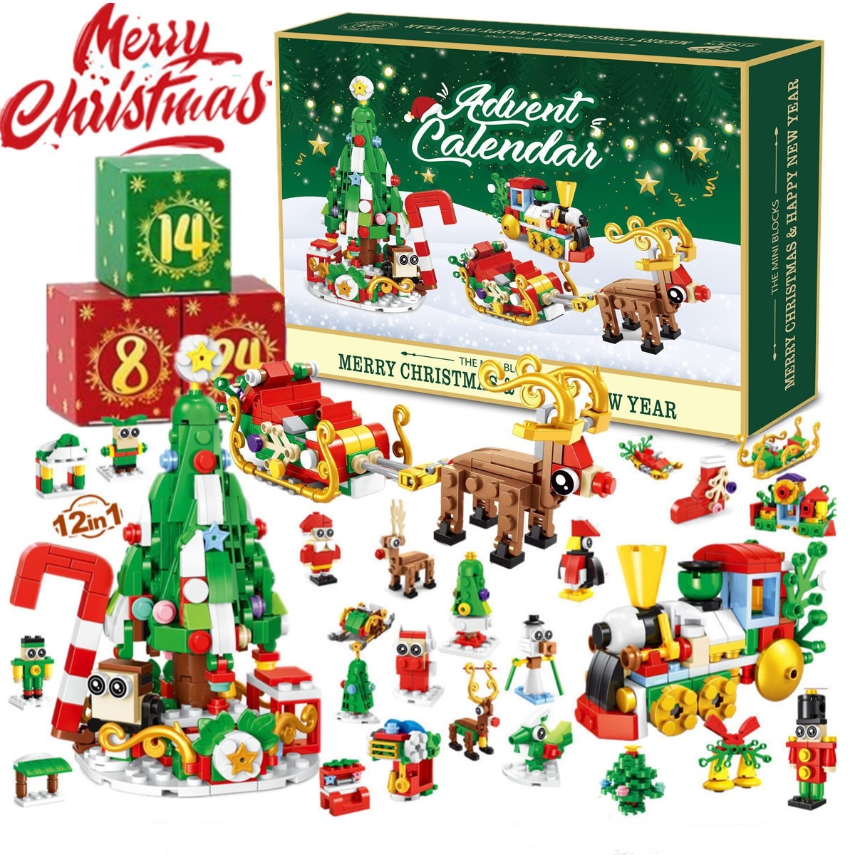 🎁 Christmas 6-in-1 Building Blocks Advent Calendar – Perfect Holiday Gift for Kids! 🎄