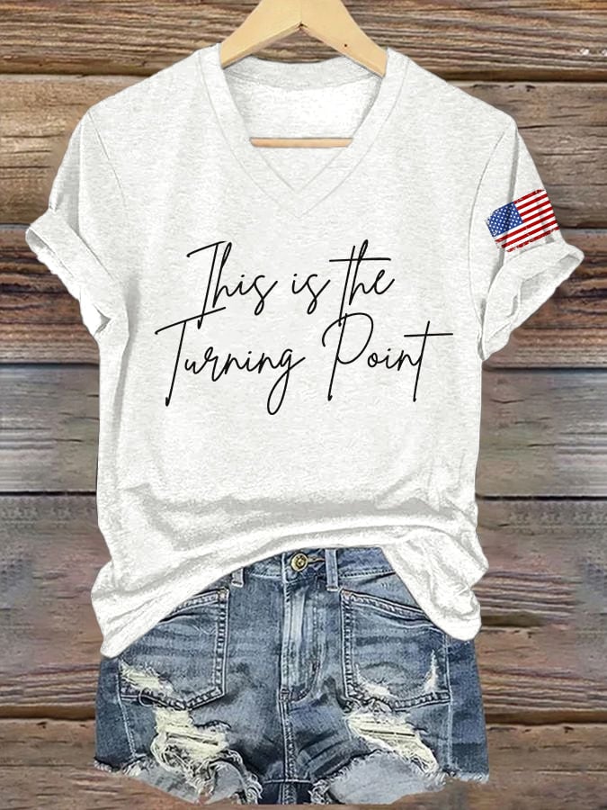 ๐โจ Retro 'This Is The Turning Point' V-Neck T-Shirt - Perfect Holiday & Special Occasion Gift!