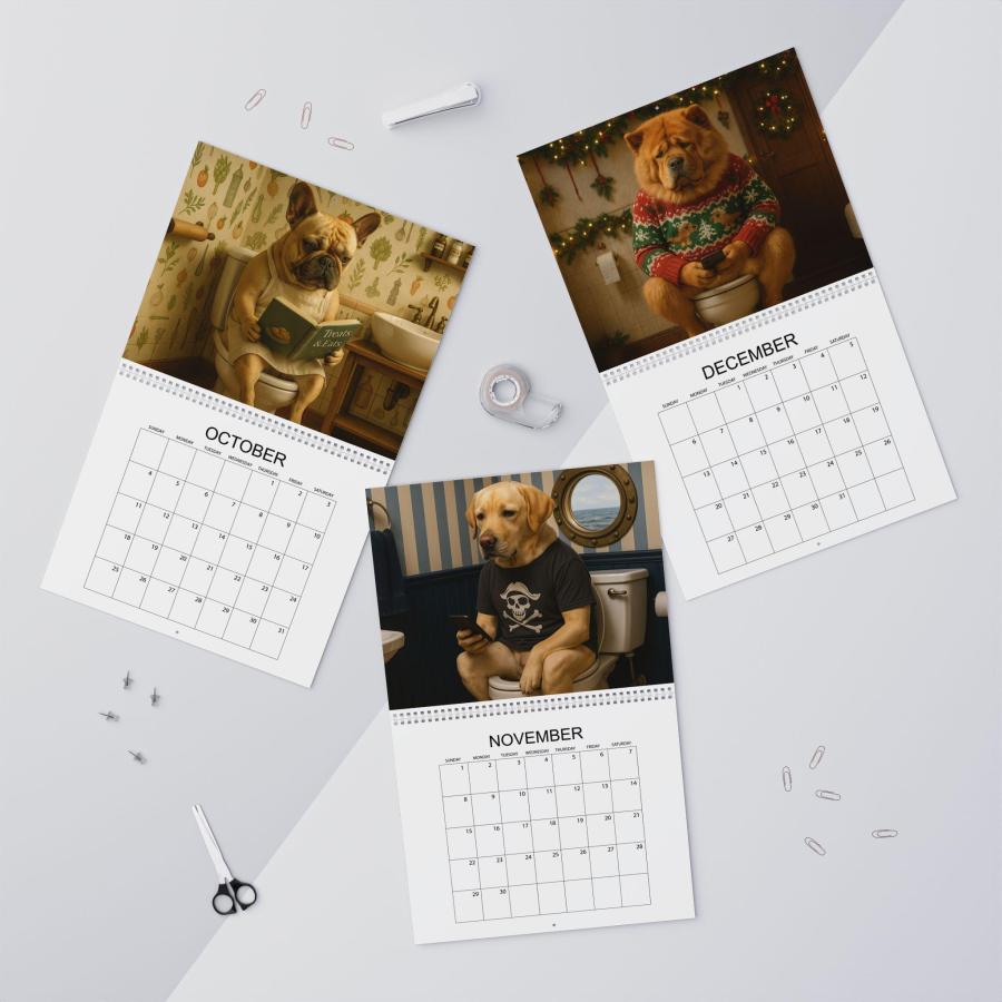 🎁🐶 Restroom Rascals: Dog Edition 2026 Wall Calendar - Perfect Gift for Holidays & Special Occasions!