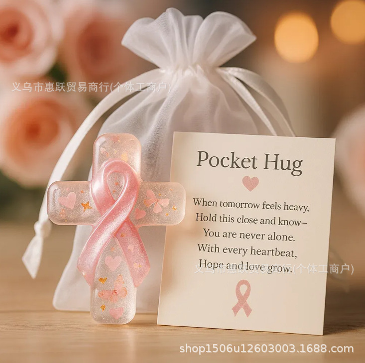 🎀 Breast Cancer Awareness Pocket Hug - Thoughtful Gift for Holidays & Special Occasions 💝