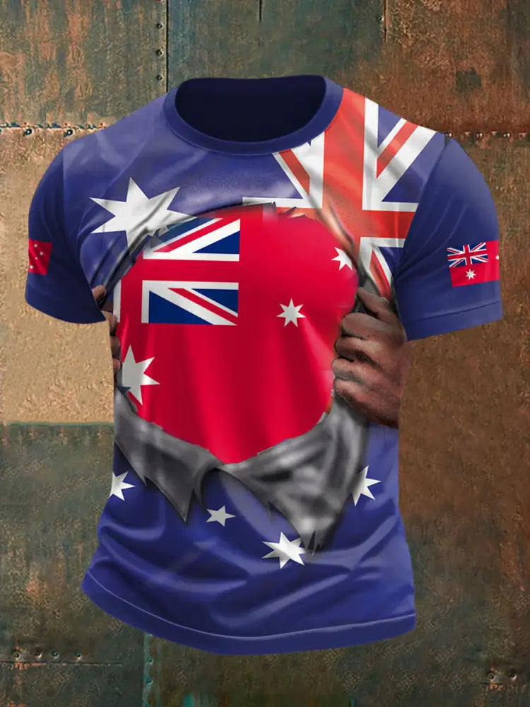 Men's AU Flag Printed T-Shirt ๐ฆ๐บ๐ - Perfect Gift for Holidays & Special Occasions