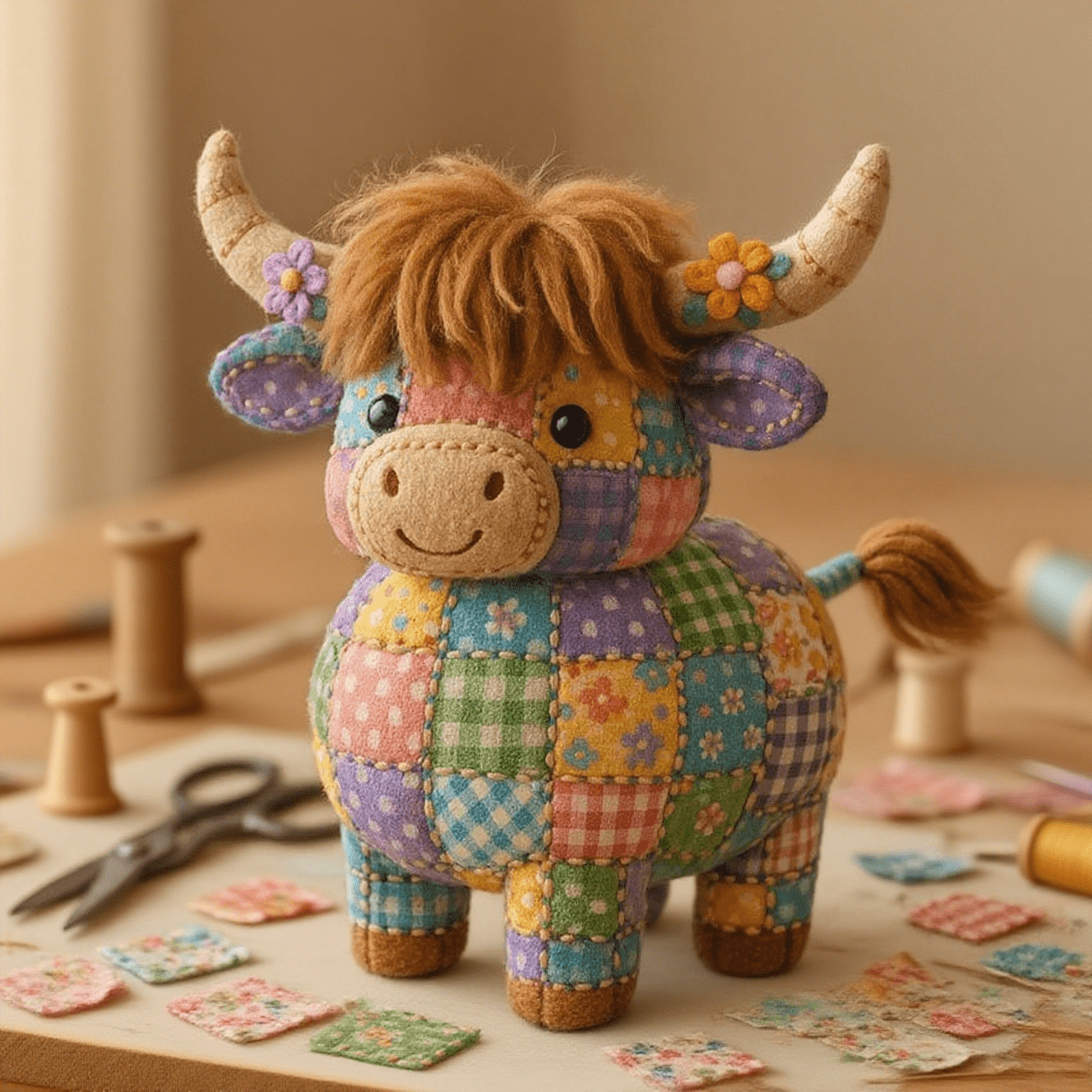 Hand-Patchwork Highland Cattle Ornament ๐ฎ๐ โ Perfect Holiday & Special Occasion Gift