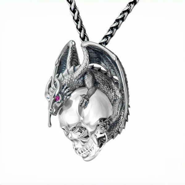 ✨ Sparkling Amethyst & Silver Crystal Skull Necklace with Ruby Eyes – Perfect Gift for Holidays & Special Occasions! 💎