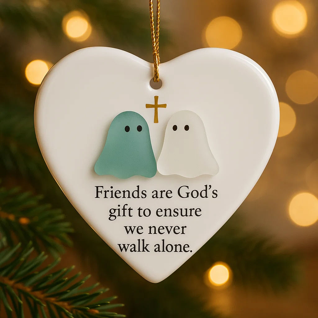 ✨Ghost & Cross Heart Ornament – Perfect Holiday & Special Occasion Gift🎁