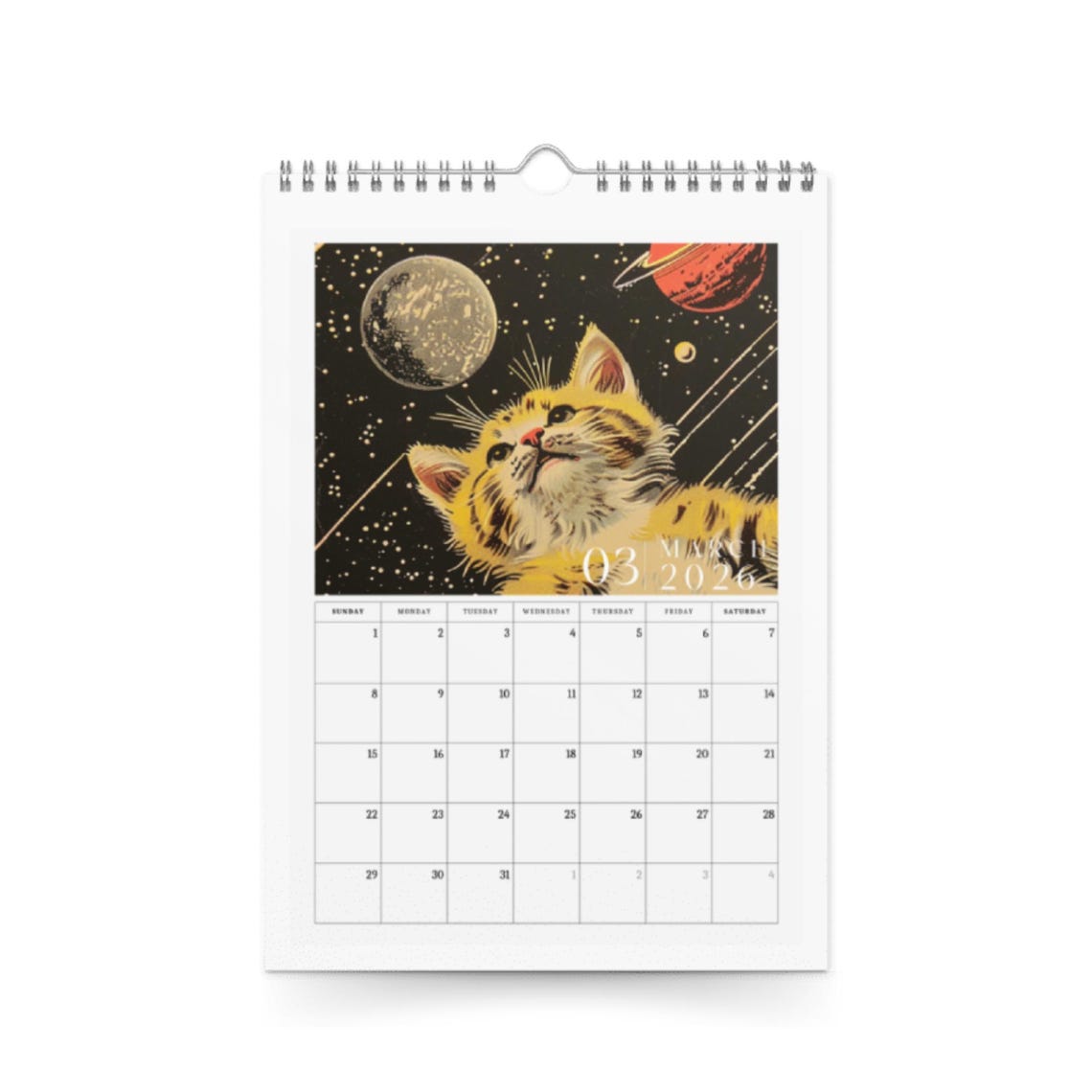 🌟 2026 Space Cat Calendar - Perfect Gift for Holidays & Special Occasions! 🎁