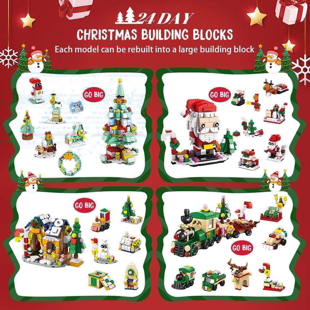 🎁 Christmas 6-in-1 Building Blocks Advent Calendar – Perfect Holiday Gift for Kids! 🎄