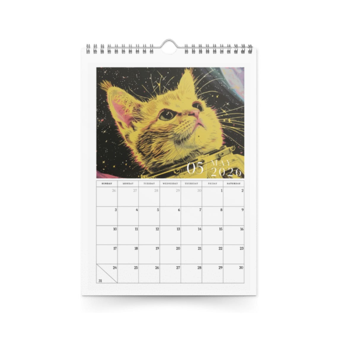 🌟 2026 Space Cat Calendar - Perfect Gift for Holidays & Special Occasions! 🎁