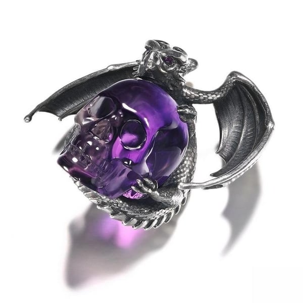 ✨ Sparkling Amethyst & Silver Crystal Skull Necklace with Ruby Eyes – Perfect Gift for Holidays & Special Occasions! 💎