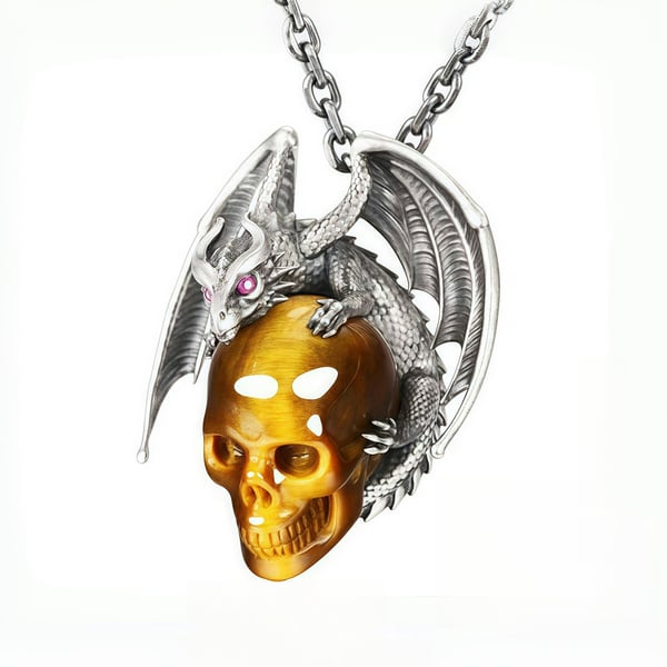 ✨ Sparkling Amethyst & Silver Crystal Skull Necklace with Ruby Eyes – Perfect Gift for Holidays & Special Occasions! 💎