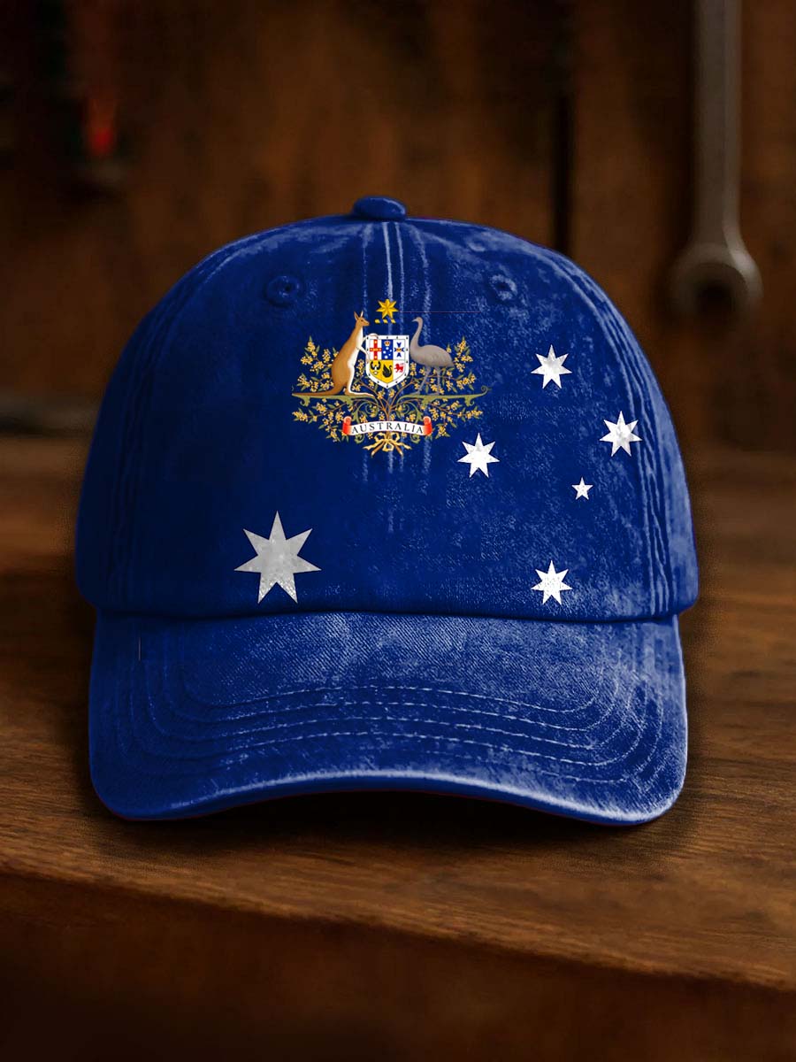 🎁 Vintage Australian Flag Badge Casual Hat - Perfect Holiday & Special Occasion Gift 🇦🇺