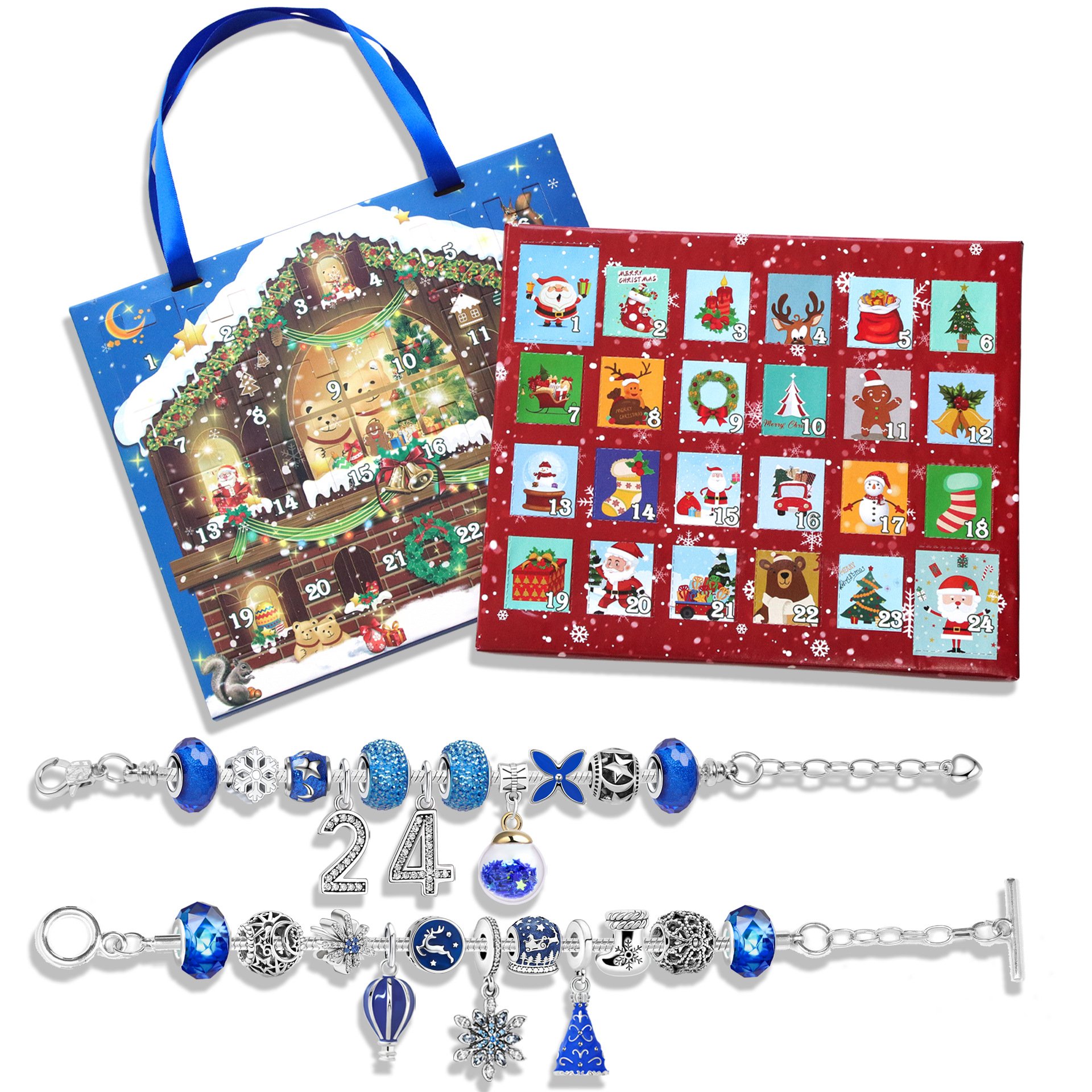 🌟24 Pcs DIY Christmas Advent Calendar Bracelet Set - Perfect Holiday Gift 🎁
