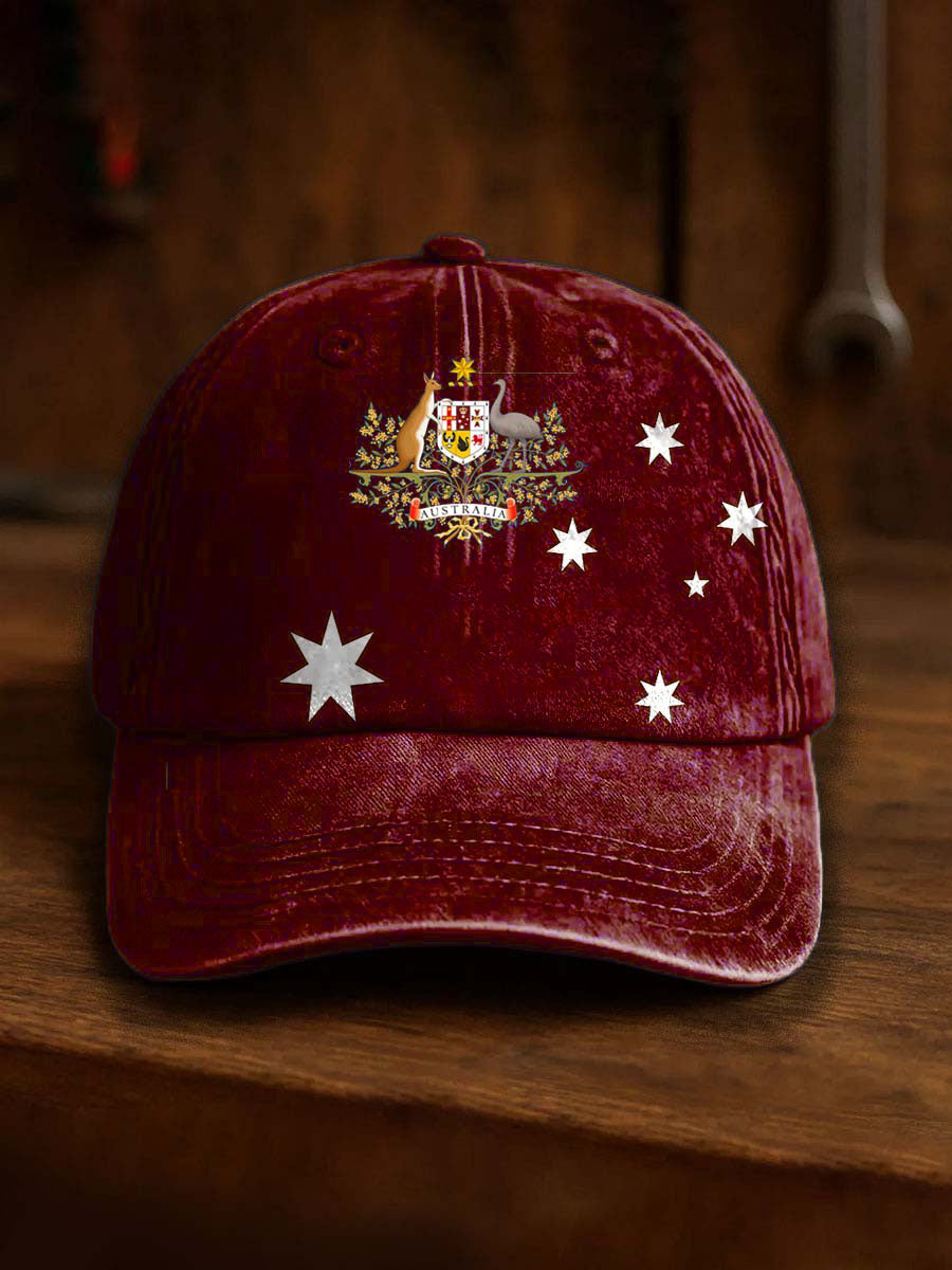 🎁 Vintage Australian Flag Badge Casual Hat - Perfect Holiday & Special Occasion Gift 🇦🇺