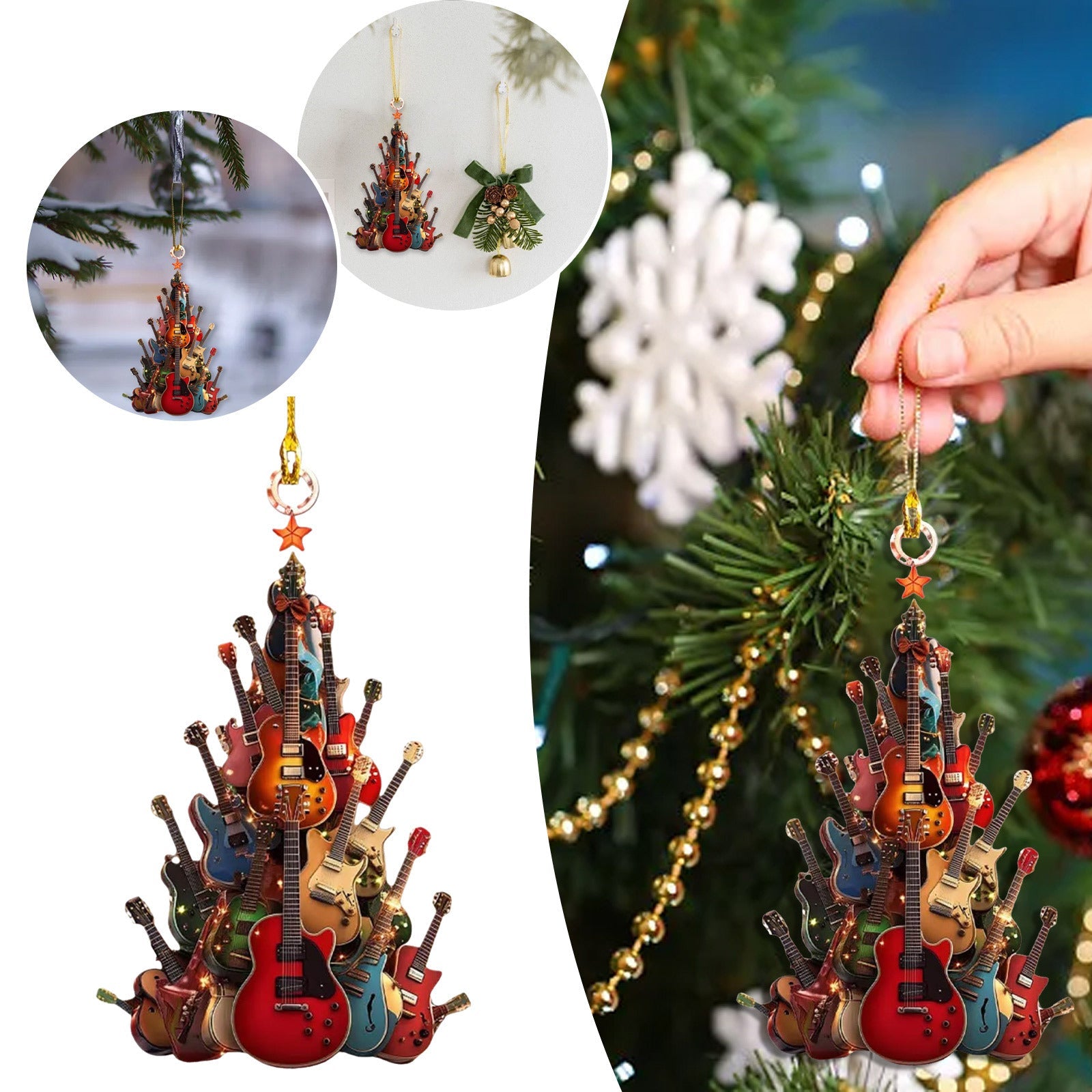 ๐ Rockin' Around The Guitar Christmas Tree Ornament โ Perfect Holiday Gift! ๐
