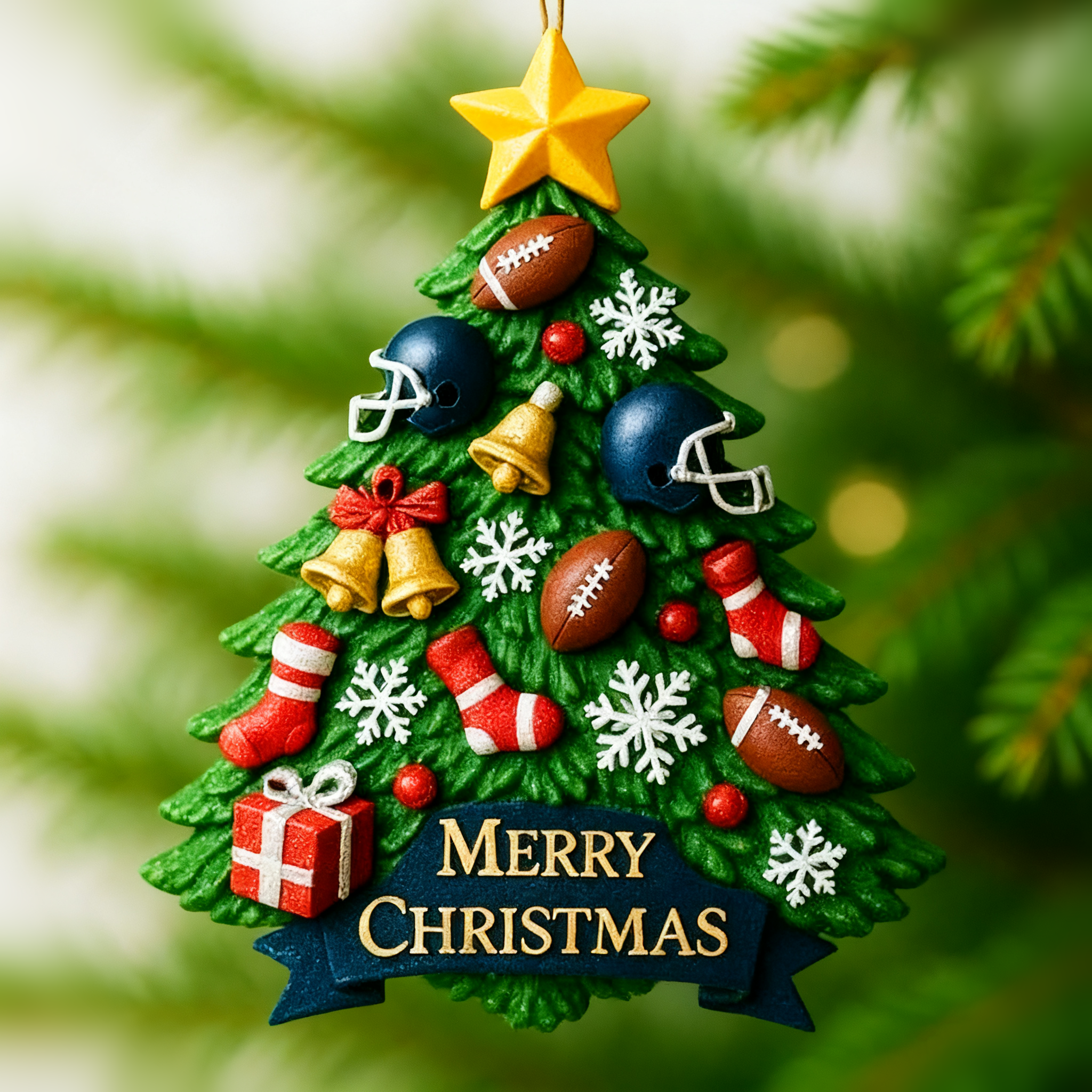 🏈 American Football Christmas Ornament ⭐ Perfect Holiday Gift for Sports Fans!
