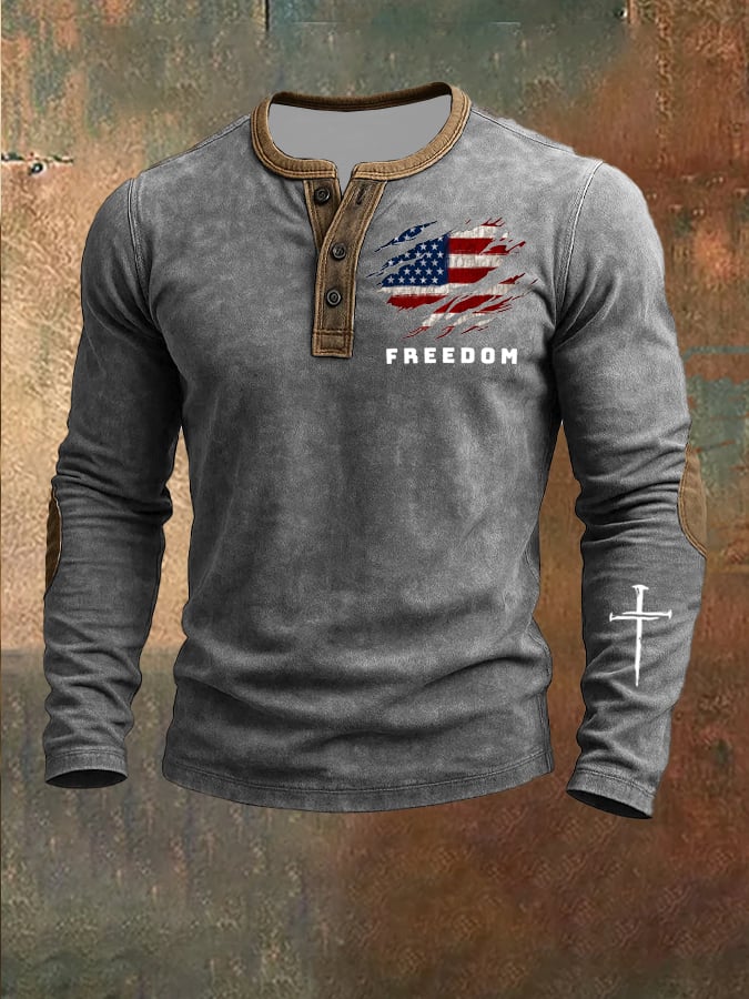 🎁 Men's Commemorative Print Henley Shirt - Perfect Holiday & Special Occasion Gift 👔