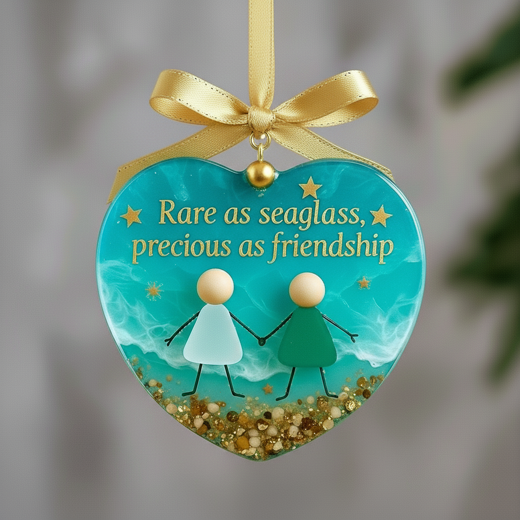 ๐ Heart Shaped Friendship Sea Glass Christmas Ornament โ Perfect Holiday & Special Occasion Gift ๐