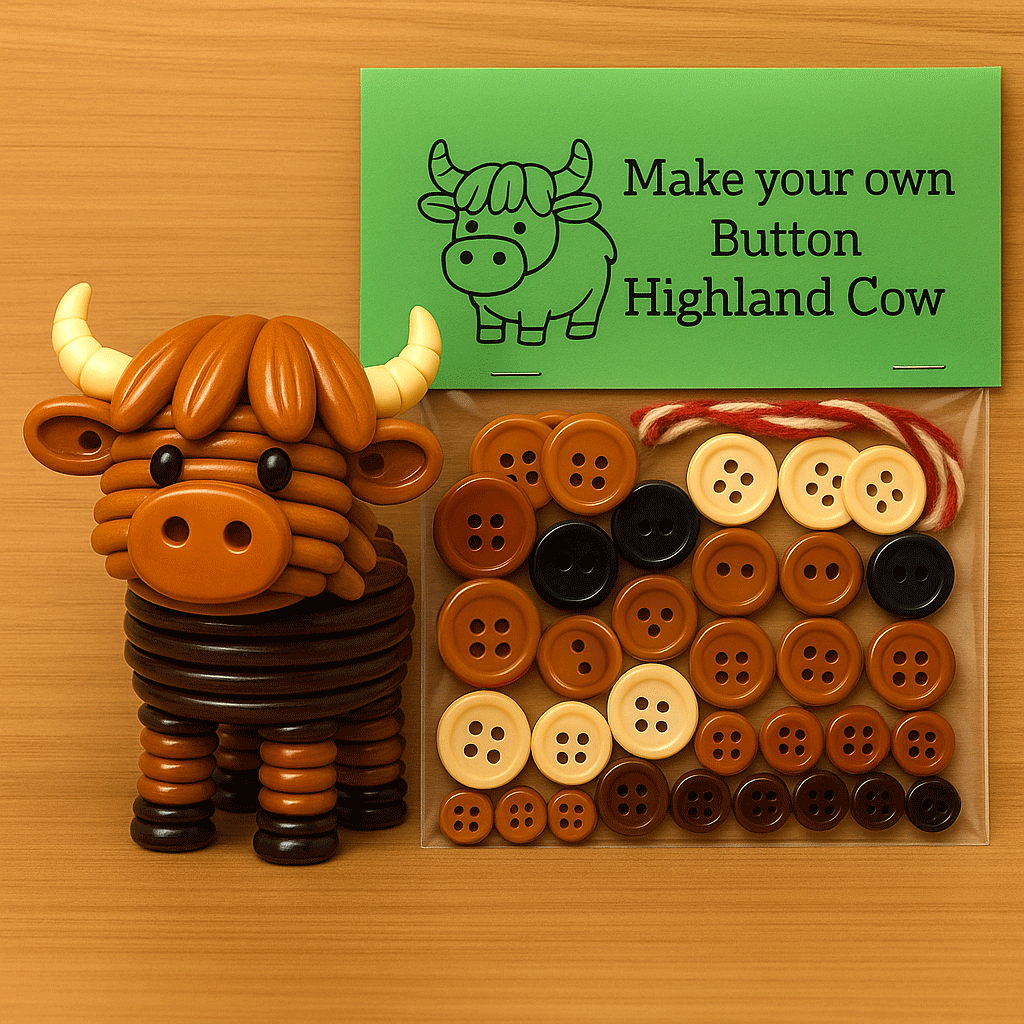 DIY Highland Cow Button Craft Kit 🎁🐮 - Perfect Gift for Holidays & Special Occasions!