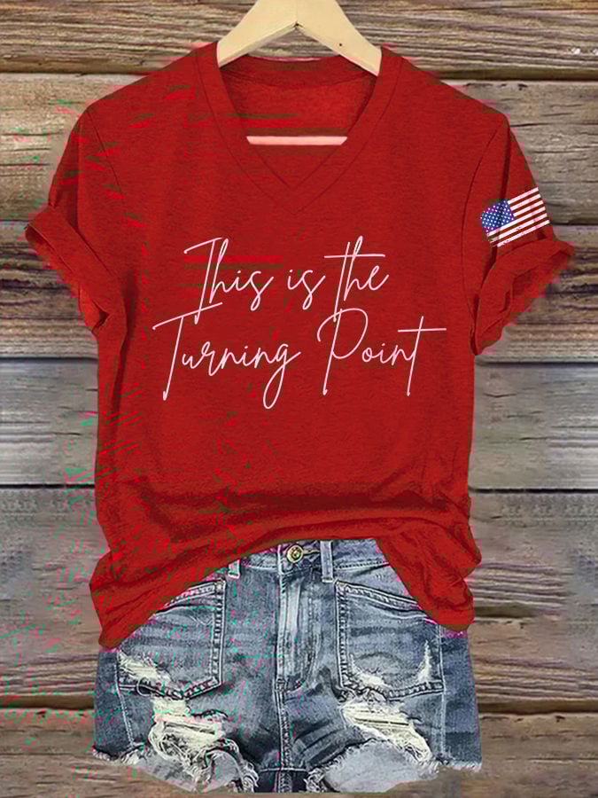 ๐โจ Retro 'This Is The Turning Point' V-Neck T-Shirt - Perfect Holiday & Special Occasion Gift!