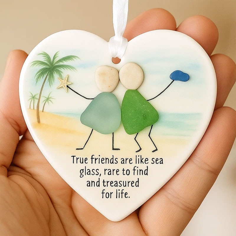 💝 True Friendship Sea Glass Decoration – Perfect Gift for Holidays & Special Occasions 🌊