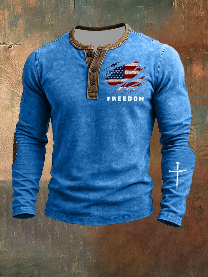🎁 Men's Commemorative Print Henley Shirt - Perfect Holiday & Special Occasion Gift 👔