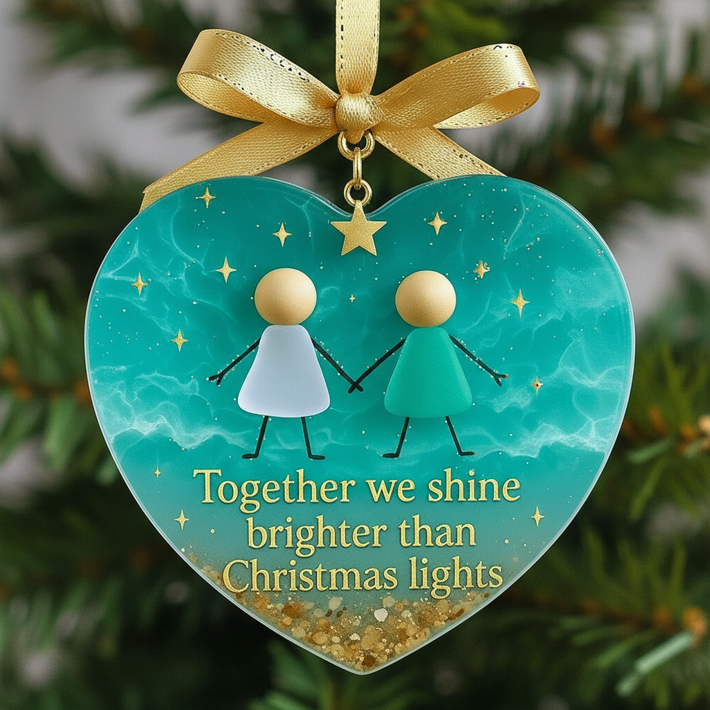 ๐ Heart Shaped Friendship Sea Glass Christmas Ornament โ Perfect Holiday & Special Occasion Gift ๐