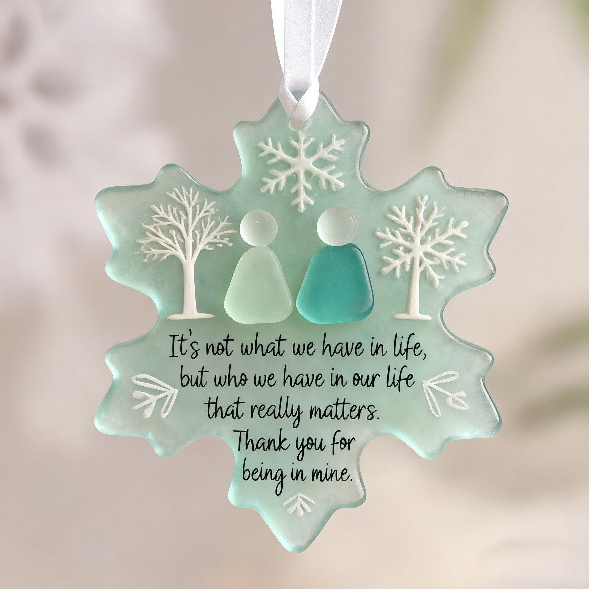 ✨Snowflake-Shaped Sea Glass Friendship Ornament – Perfect Holiday Gift🎁