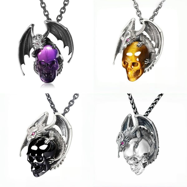 ✨ Sparkling Amethyst & Silver Crystal Skull Necklace with Ruby Eyes – Perfect Gift for Holidays & Special Occasions! 💎