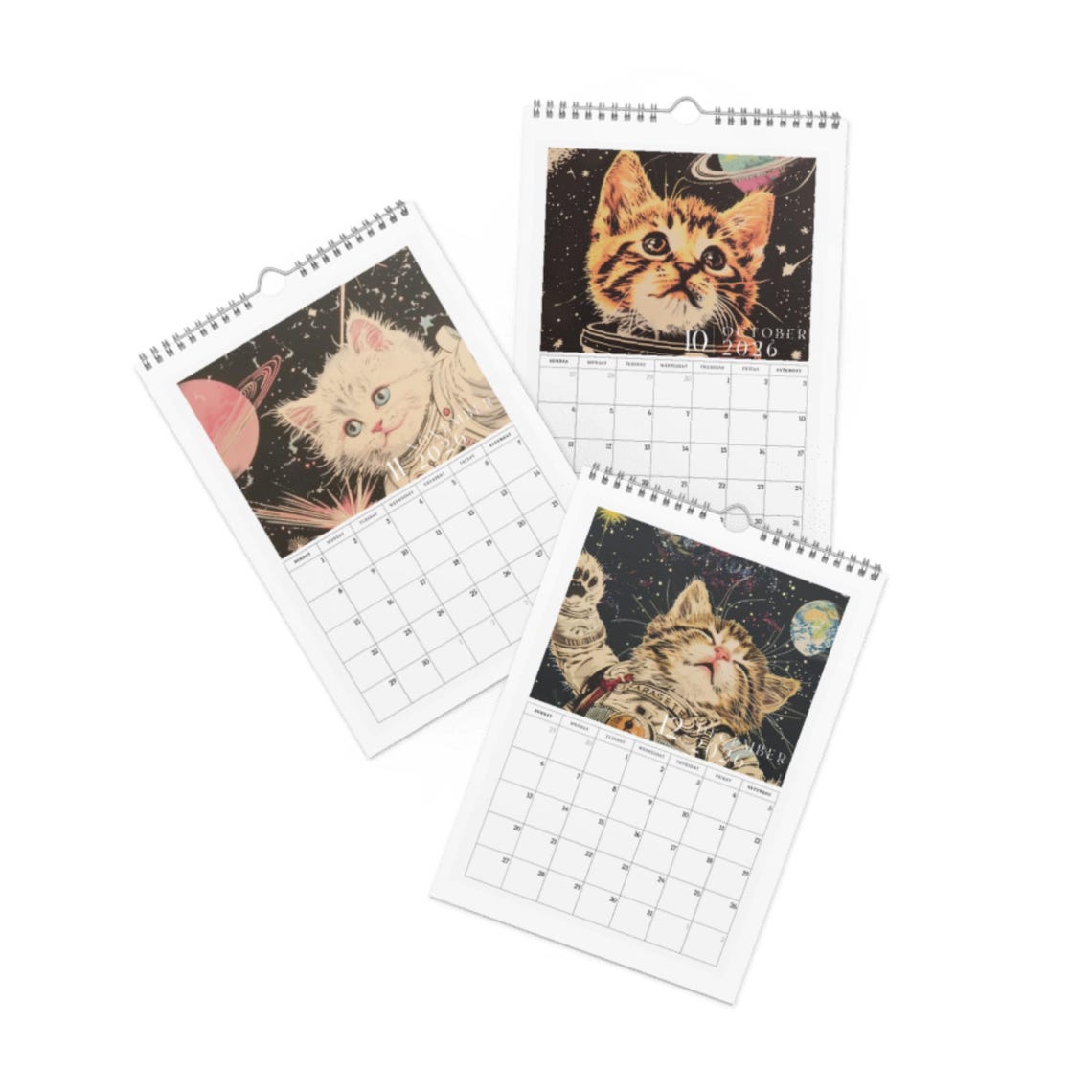 🌟 2026 Space Cat Calendar - Perfect Gift for Holidays & Special Occasions! 🎁