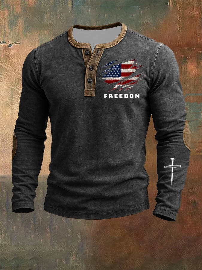 🎁 Men's Commemorative Print Henley Shirt - Perfect Holiday & Special Occasion Gift 👔