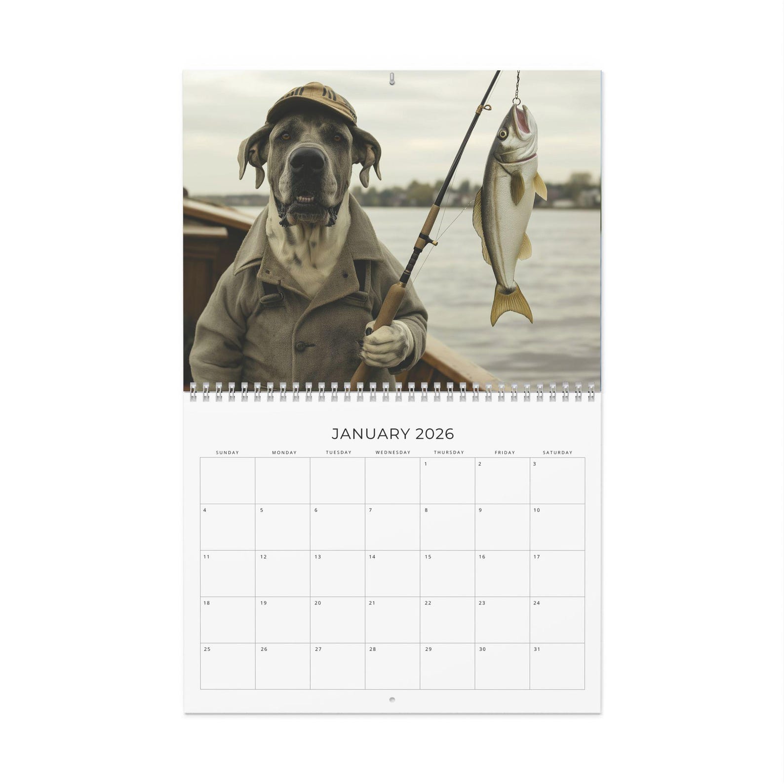 🎁🐶 Dog Gone Fishing 2026 Calendar - Perfect Gift for Holidays & Special Occasions!