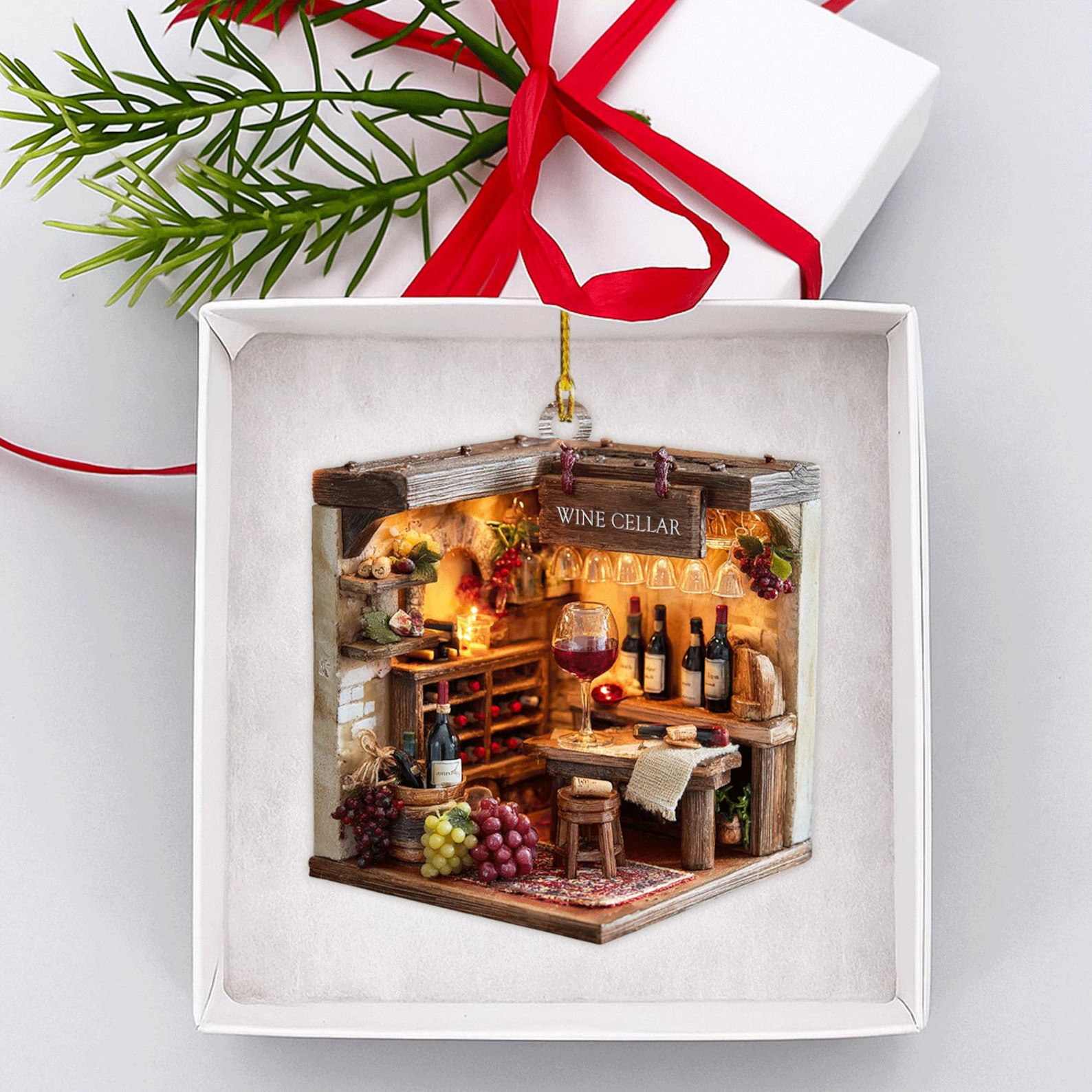 🎄✨ Wine Cellar Christmas Ornament - Perfect Holiday Gift & Keepsake