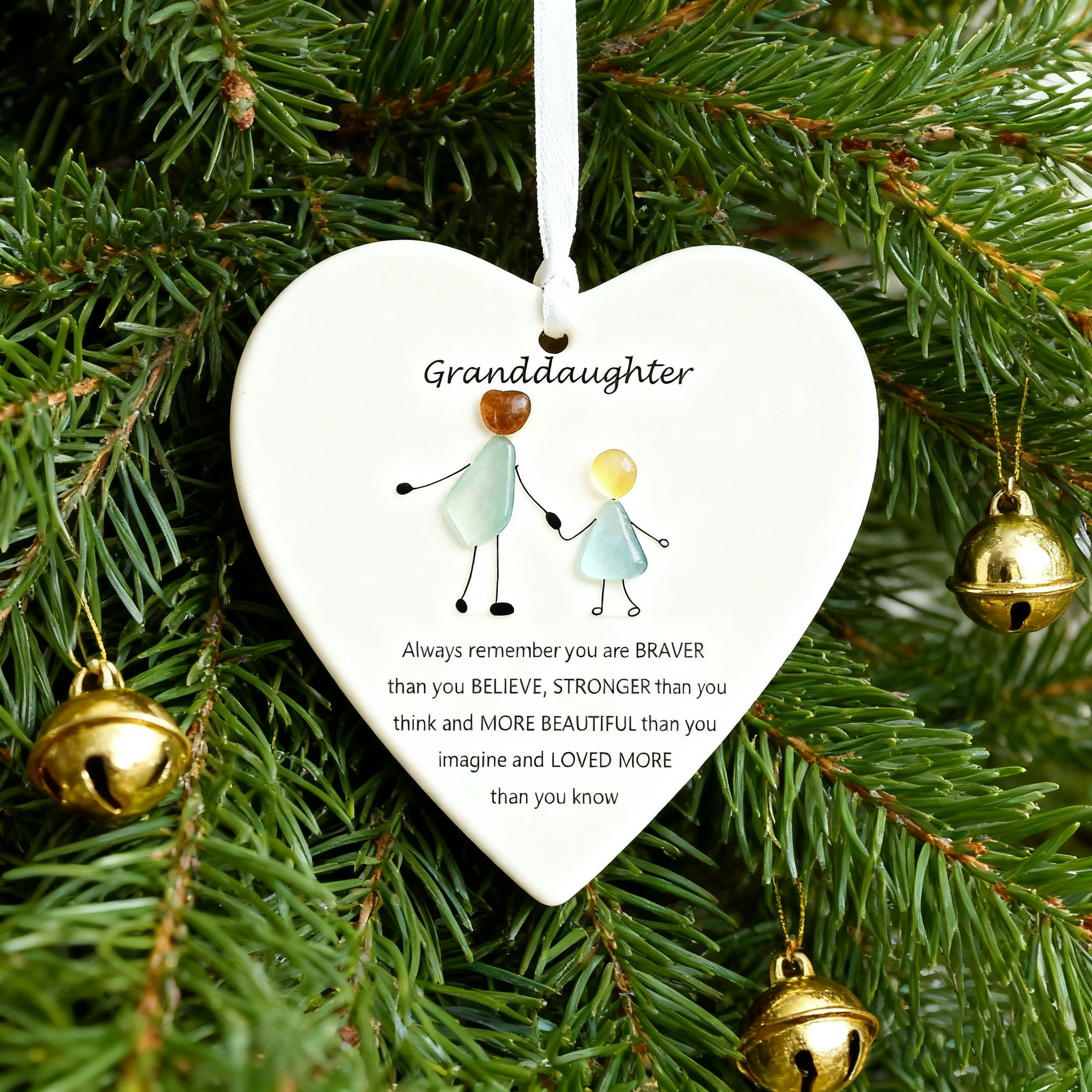 💖 To My Granddaughter Sea Glass Heart Ornament – Perfect Holiday & Special Occasion Gift 🎁