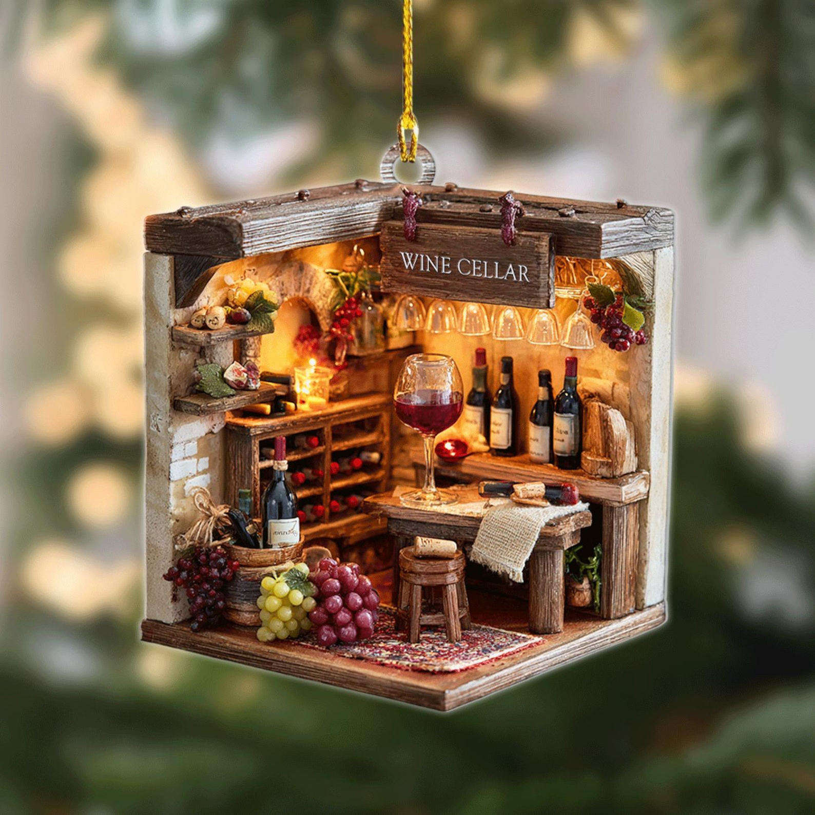 🎄✨ Wine Cellar Christmas Ornament - Perfect Holiday Gift & Keepsake