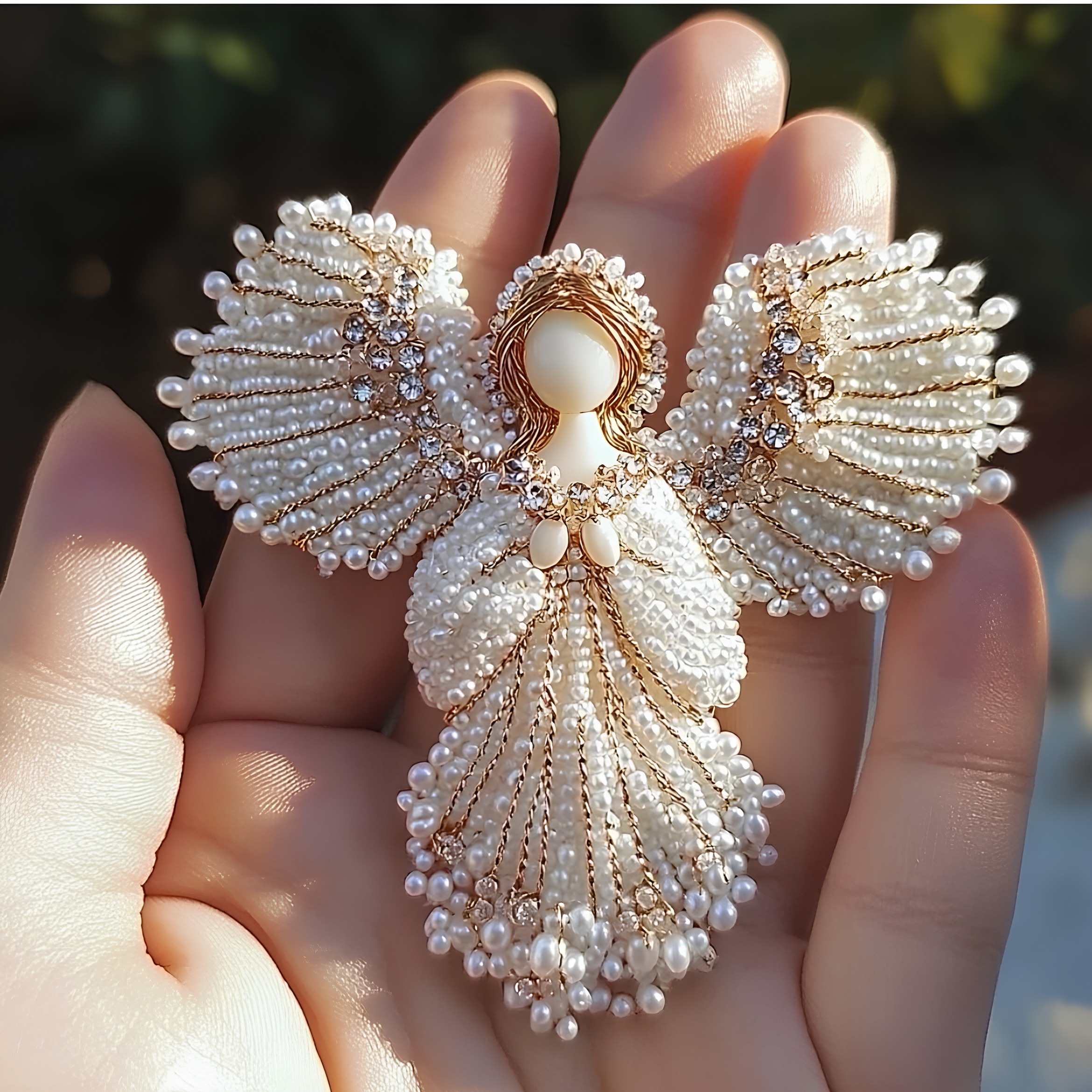 💖Handmade Pearl Angel Brooch – Perfect Holiday Gift 🎁✨