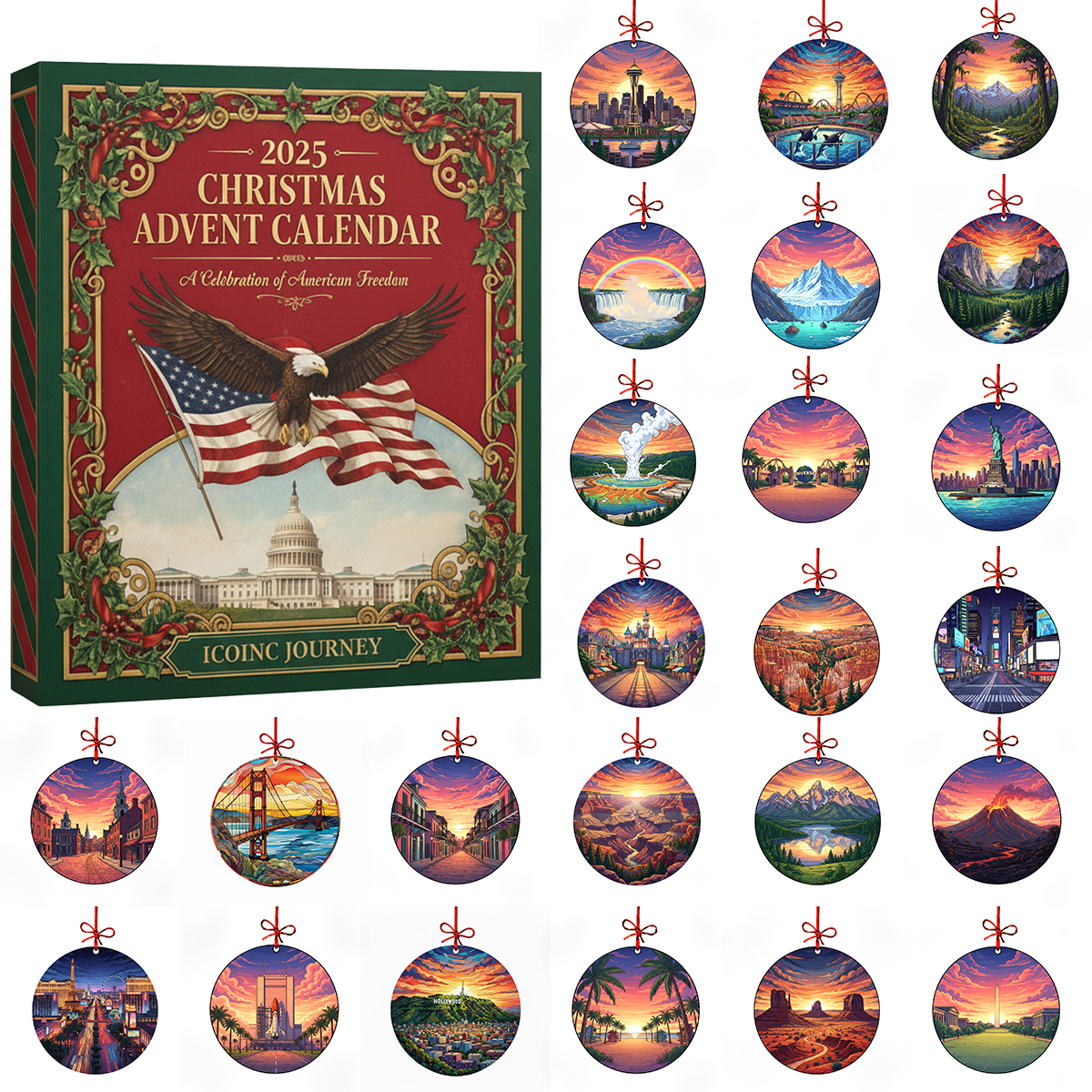 🎁🗽2025 American Landmarks Advent Calendar - Perfect Holiday & Special Occasion Gift
