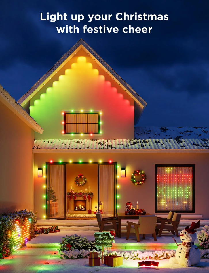 ✨Festive Smart Rainbow LED Outdoor Lights - Perfect Holiday Gift! 🎁