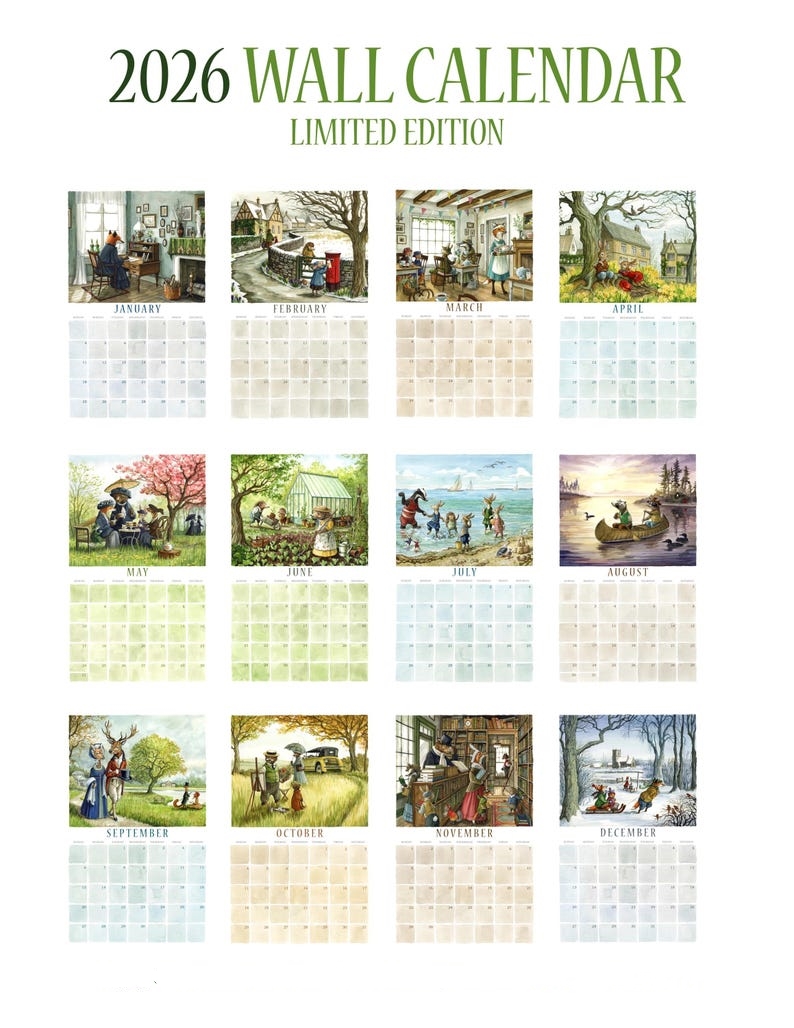 💖🎁 Forest Animal Limited Edition Wall Art Calendar Set – Perfect Gift for Holidays & Special Occasions (Large + Small)