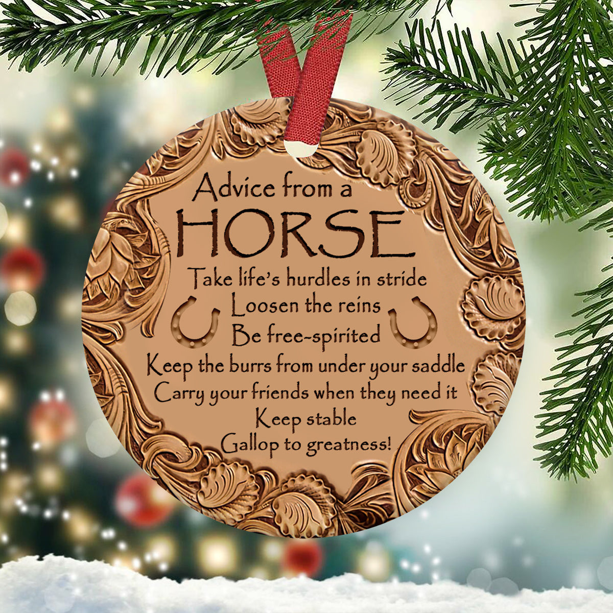 🐎🎁 Horse Advice Ceramic Circle Ornament - Perfect Holiday & Special Occasion Gift