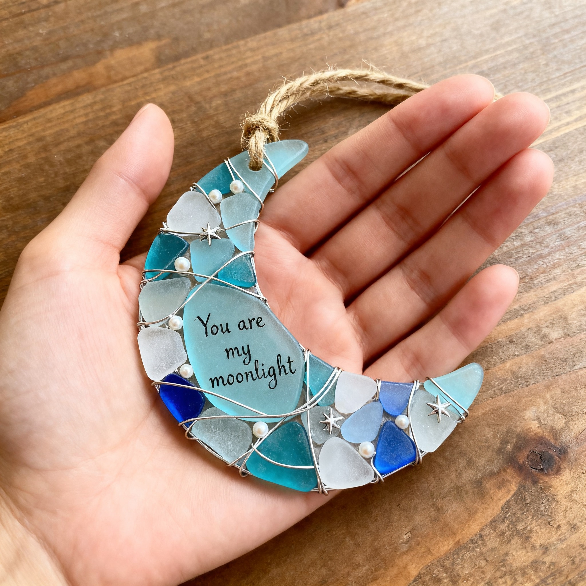 ✨ You Are My Moonlight Sea Glass Friendship Pendant – Perfect Gift for Holidays & Special Occasions 💝