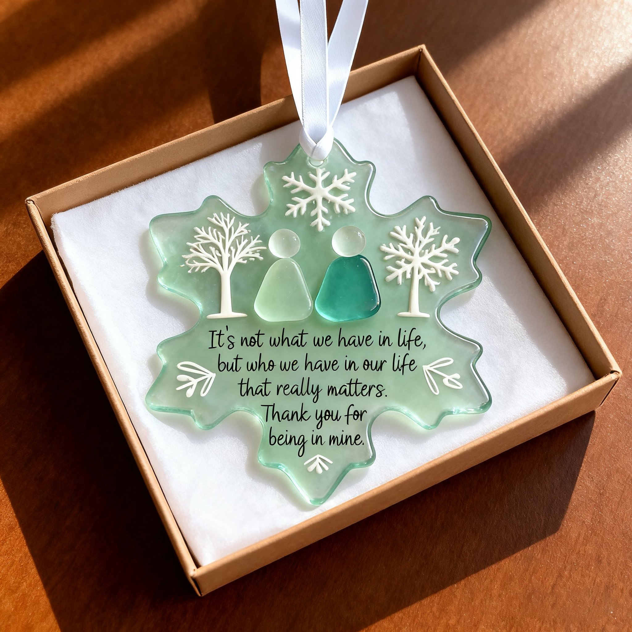 ✨Snowflake-Shaped Sea Glass Friendship Ornament – Perfect Holiday Gift🎁