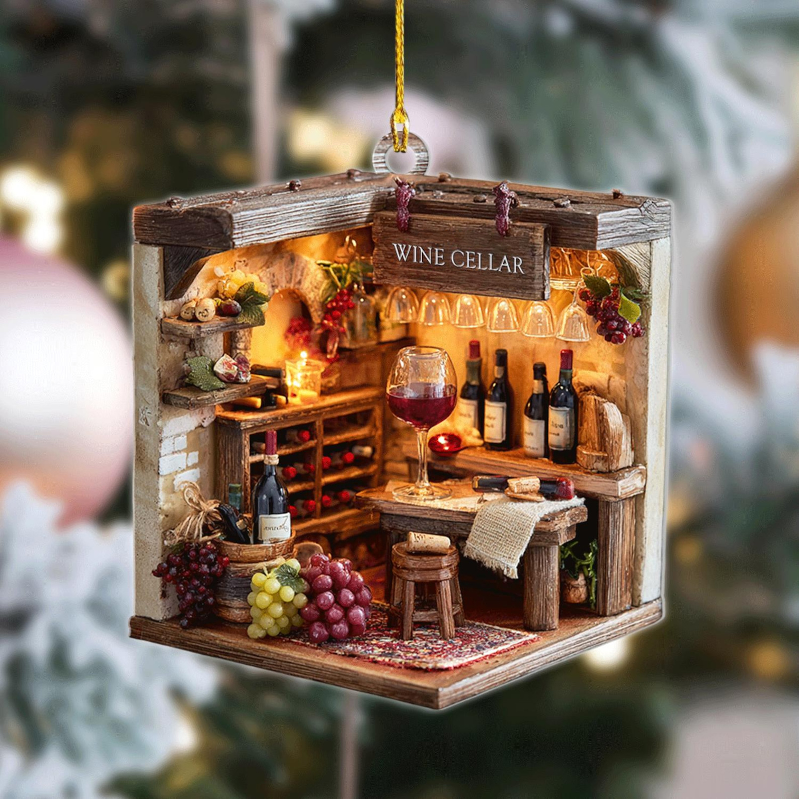 🎄✨ Wine Cellar Christmas Ornament - Perfect Holiday Gift & Keepsake